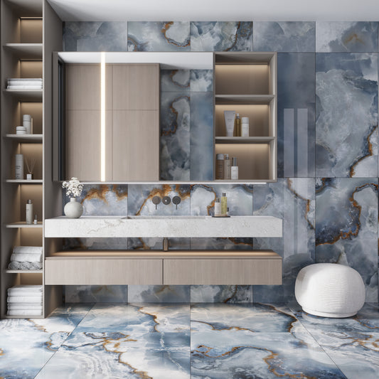 Blue 24x48 Lappato Porcelain Large Format Tile (2 pack, 15.5 sq ft/case)