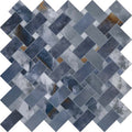 Sample - Blue 12x12 Matte Basketweave Porcelain Mosaic Tile (5 pack, 4.84 sq ft/case)