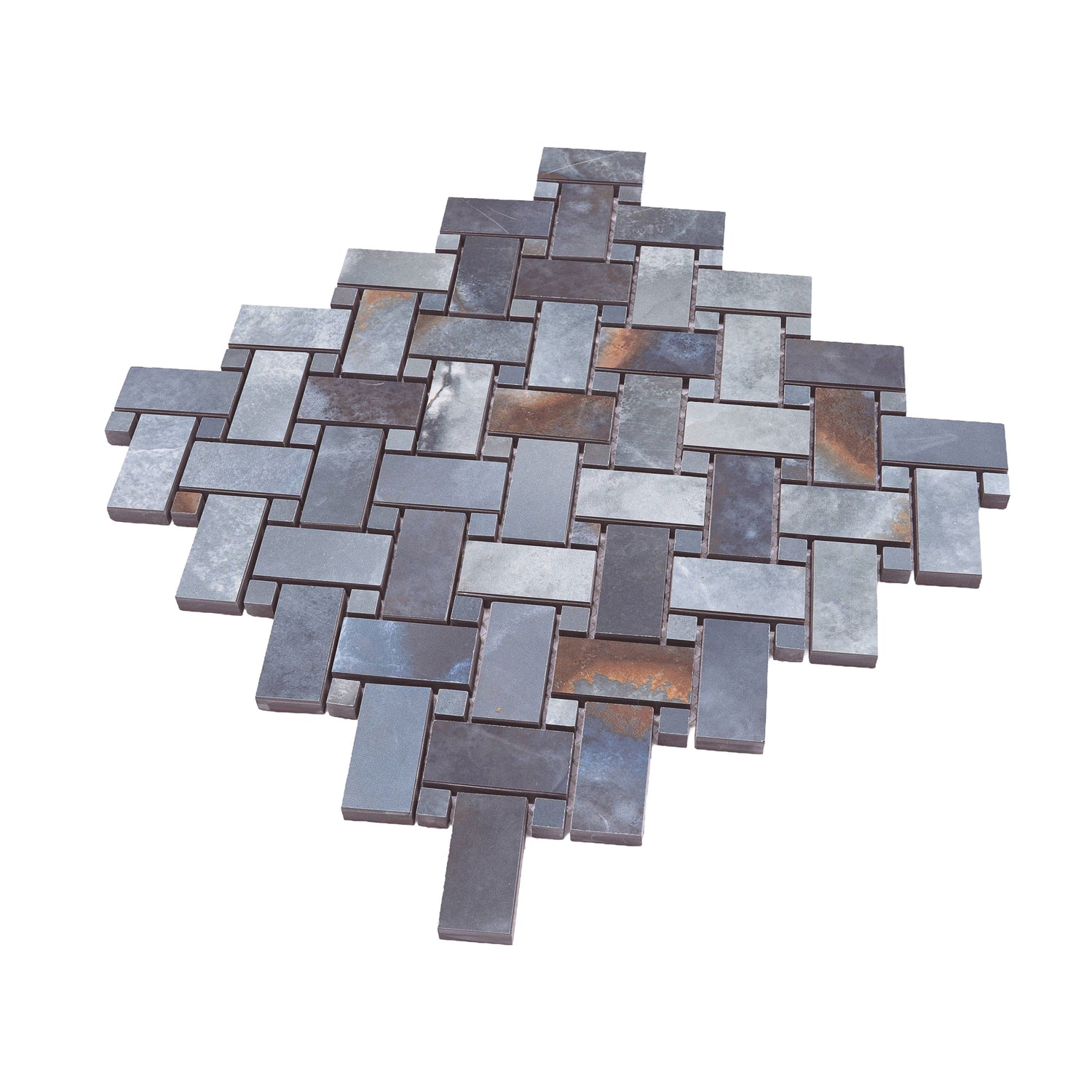 Sample - Blue 12x12 Matte Basketweave Porcelain Mosaic Tile (5 pack, 4.84 sq ft/case)