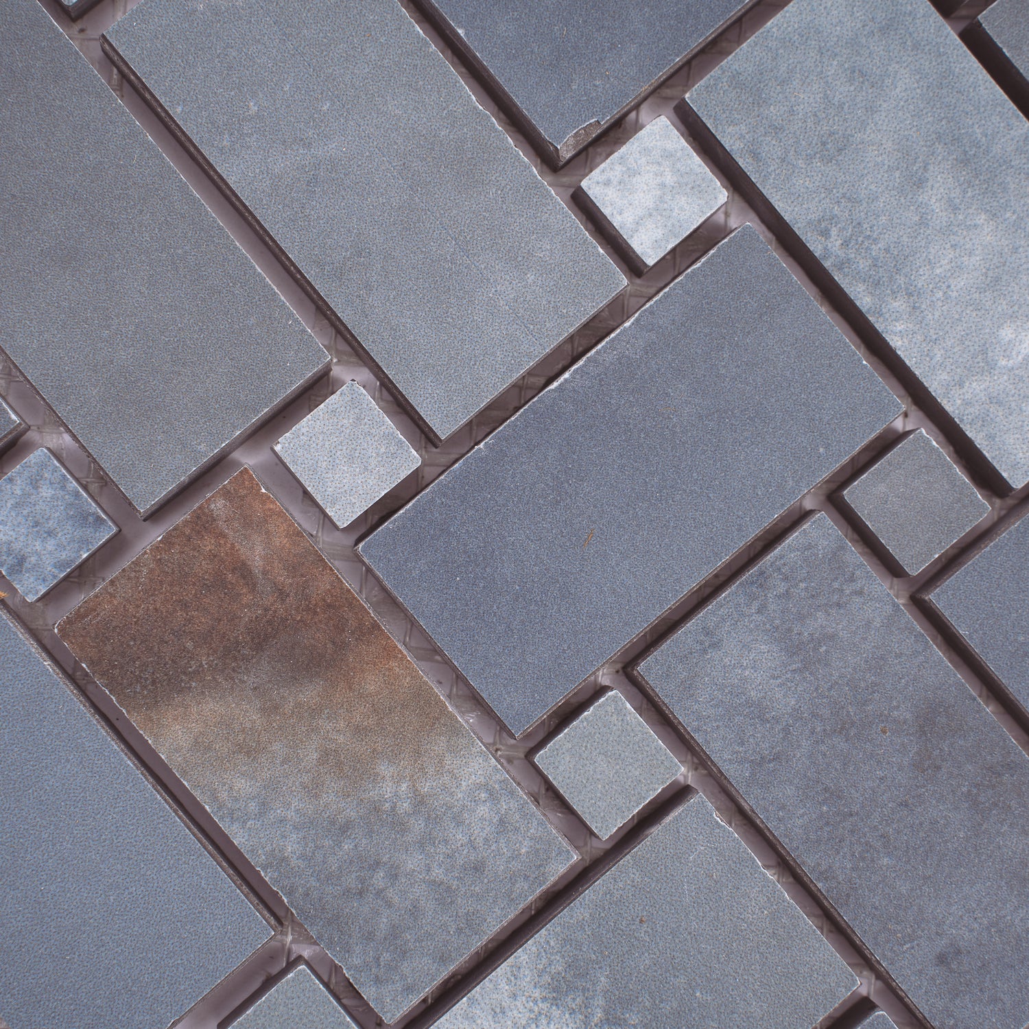 Sample - Blue 12x12 Matte Basketweave Porcelain Mosaic Tile (5 pack, 4.84 sq ft/case)