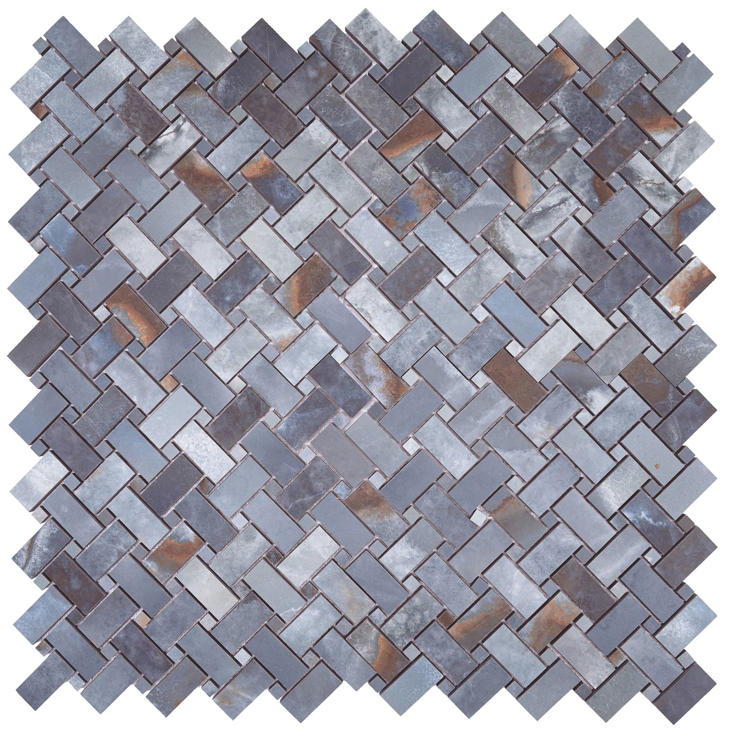 Sample - Blue 12x12 Matte Basketweave Porcelain Mosaic Tile (5 pack, 4.84 sq ft/case)