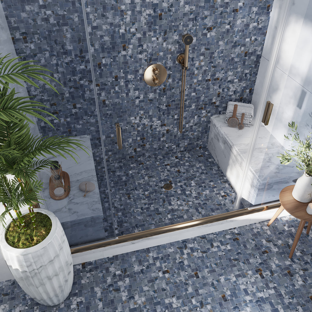 Blue 12x12 Matte Basketweave Porcelain Mosaic Tile (5 pack, 4.84 sq ft/case) - Sample
