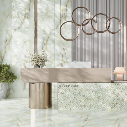 Celadon Giada 12x12 Lappato Onyx Basketweave Porcelain Mosaic Tile (5 pack, 4.84 sq ft/case)