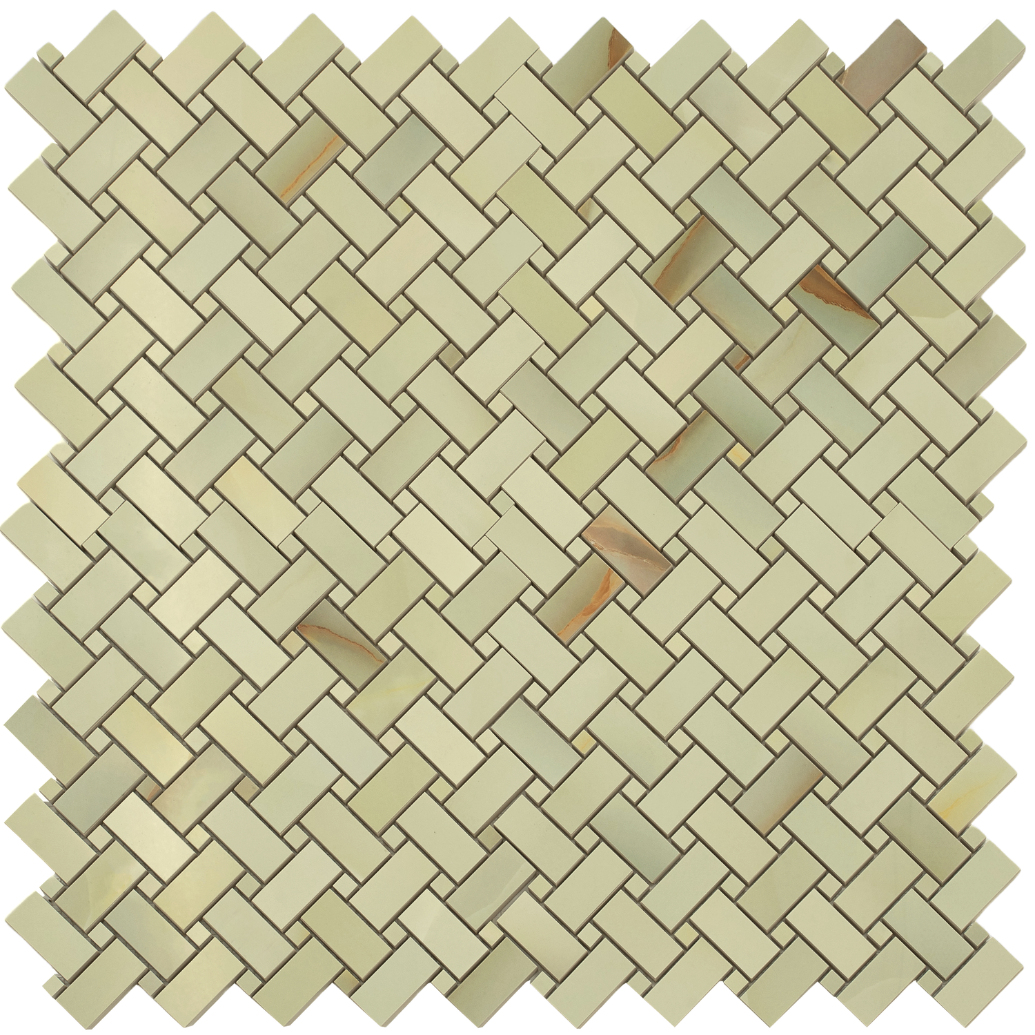 Splendor 12x12 Celadon Giada Porcelain Mosaic Onyx Basketweave Wall and Floor Tile (5 Pack, 4.84 sq ft/case) - Sample