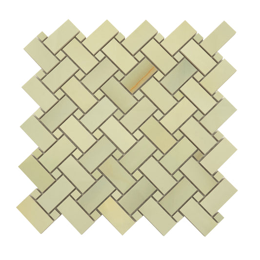 Splendor 12x12 Celadon Giada Porcelain Mosaic Onyx Basketweave Wall and Floor Tile (5 Pack, 4.84 sq ft/case)