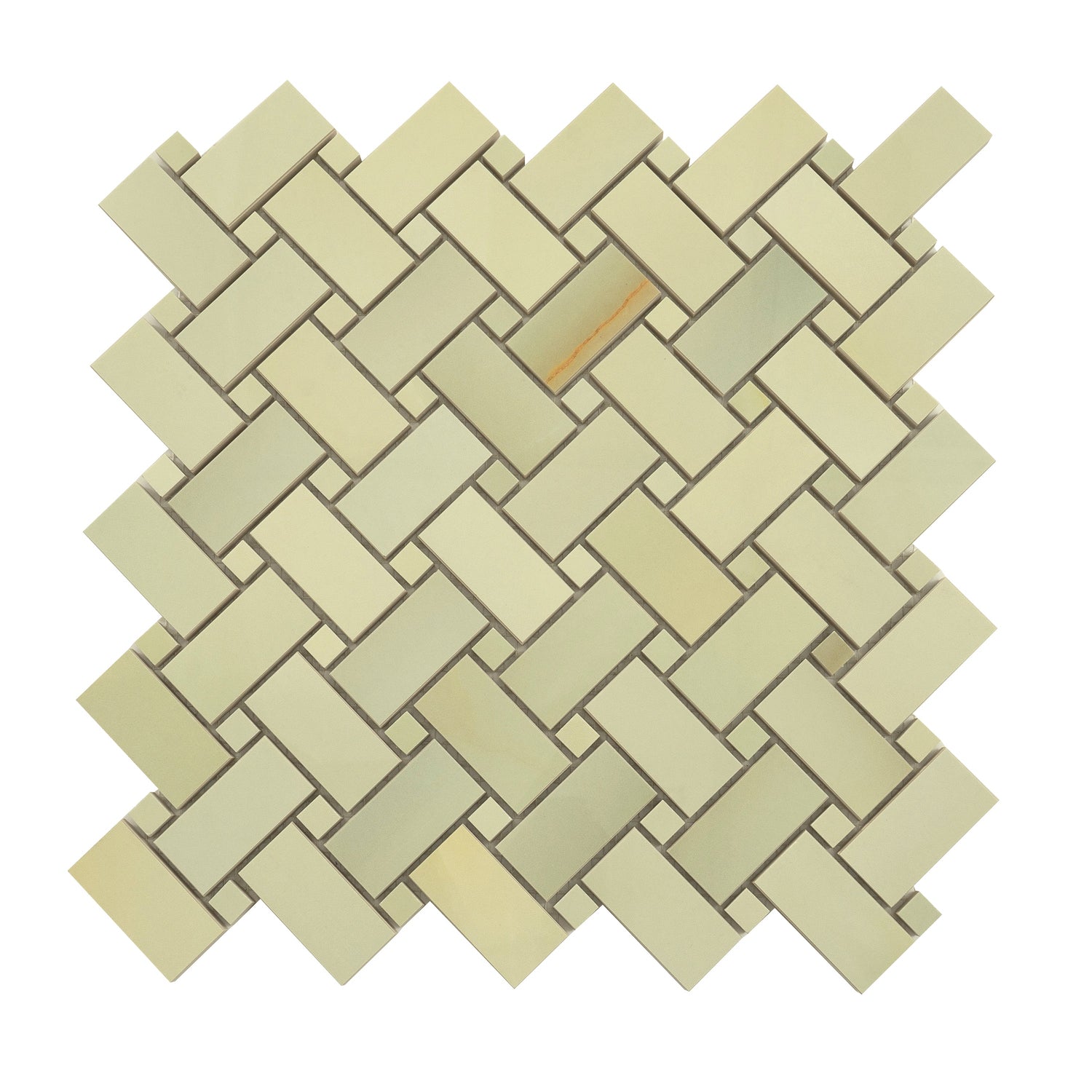 Splendor 12x12 Celadon Giada Porcelain Mosaic Onyx Basketweave Wall and Floor Tile (5 Pack, 4.84 sq ft/case) - Sample