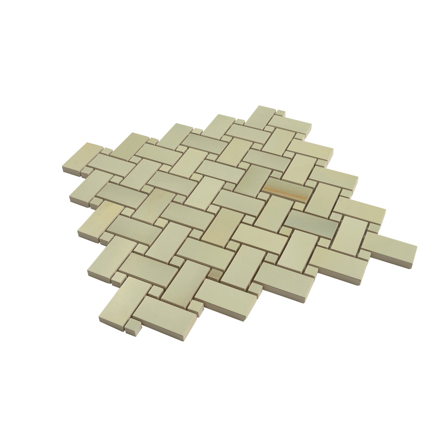 Splendor 12x12 Celadon Giada Porcelain Mosaic Onyx Basketweave Wall and Floor Tile (5 Pack, 4.84 sq ft/case) - Sample