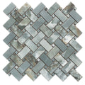 Sample - Green 12x12 Matte Basketweave Porcelain Mosaic Tile (5 pack, 4.84 sq ft/case)