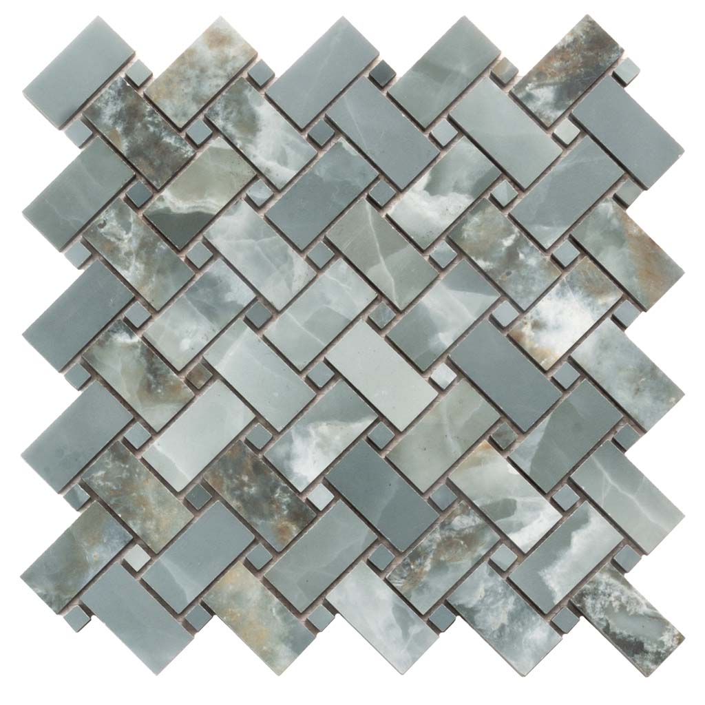 5 pack Splendor 11.81 in. x 11.81 in. Matte Green Porcelain Mosaic Wall and Floor Tile (4.84 sq ft/case) - Sample