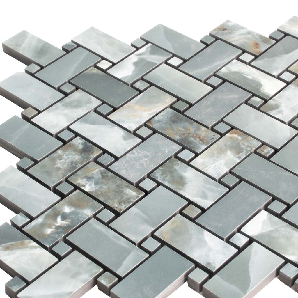 5 pack Splendor 11.81 in. x 11.81 in. Matte Green Porcelain Mosaic Wall and Floor Tile (4.84 sq ft/case) - Sample