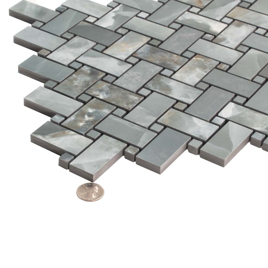 5 pack Splendor 11.81 in. x 11.81 in. Matte Green Porcelain Mosaic Wall and Floor Tile (4.84 sq ft/case) - Sample