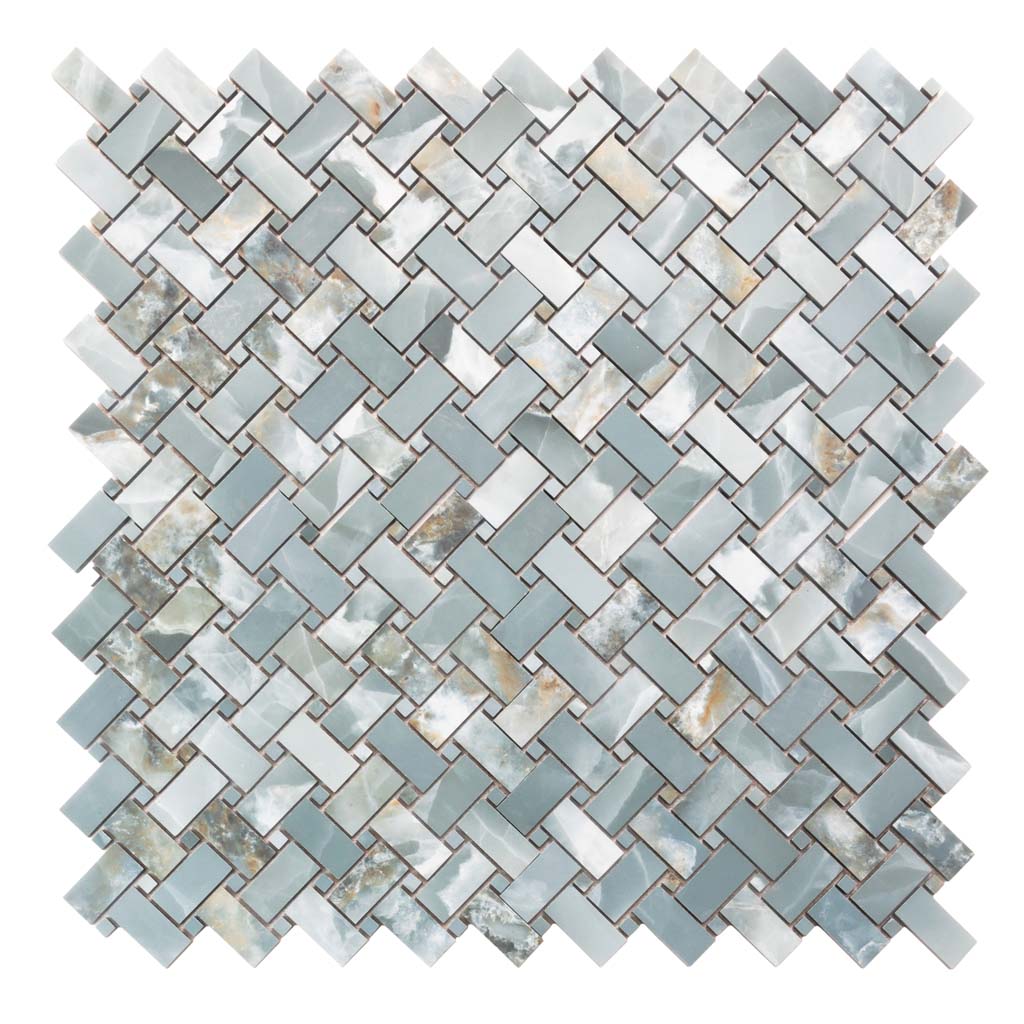 5 pack Splendor 11.81 in. x 11.81 in. Matte Green Porcelain Mosaic Wall and Floor Tile (4.84 sq ft/case) - Sample