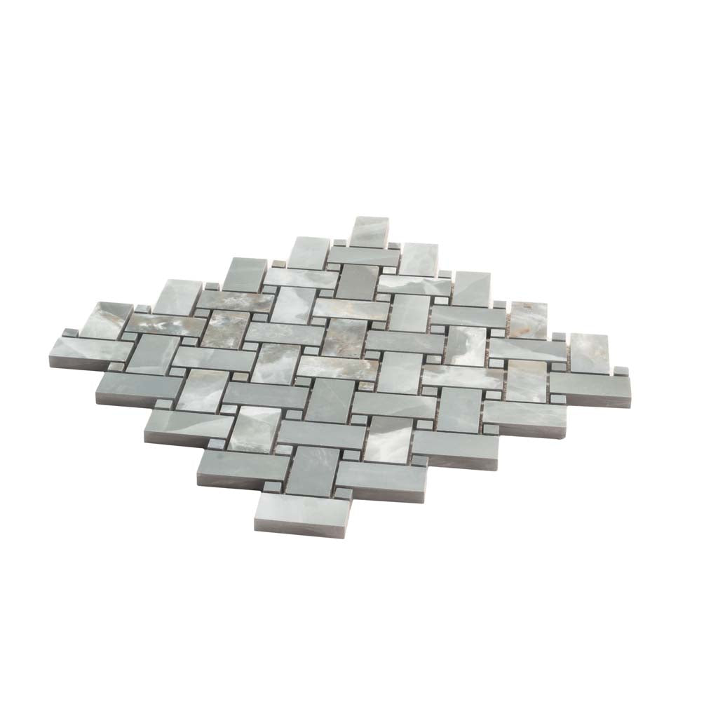 5 pack Splendor 11.81 in. x 11.81 in. Matte Green Porcelain Mosaic Wall and Floor Tile (4.84 sq ft/case) - Sample