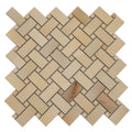 Miele 12x12 onyx basketweave porcelain mosaic tile in beige tones with glossy finish