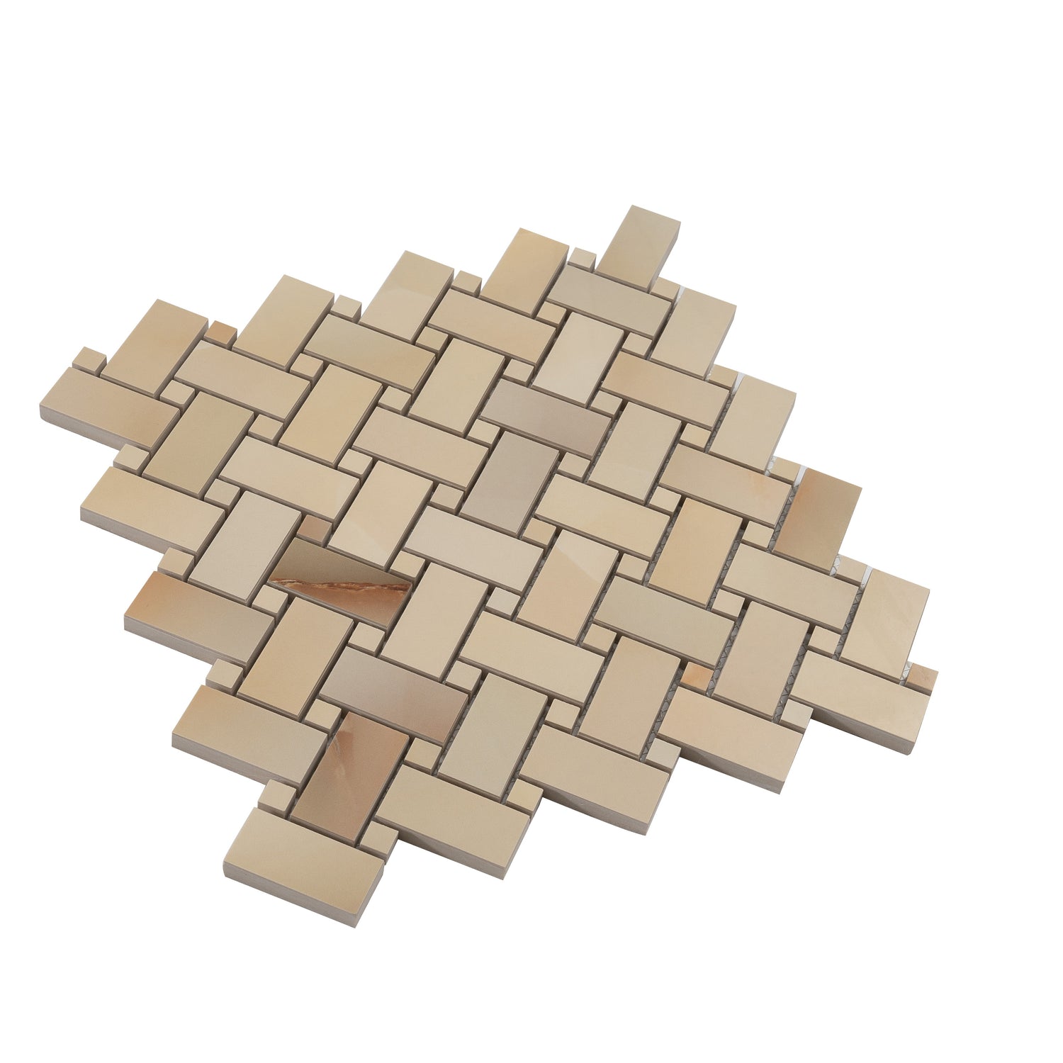 Splendor 12x12 Miele Porcelain Mosaic Onyx Basketweave Wall and Floor Tile (5 Pack, 4.84 sq ft/case) - Sample