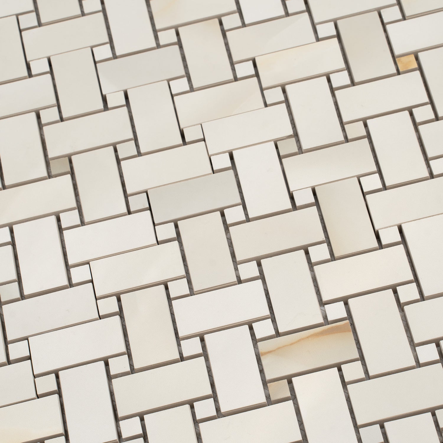 Splendor 12x12 Perla Porcelain Mosaic Onyx Basketweave Wall and Floor Tile (5 Pack, 4.84 sq ft/case) - Sample