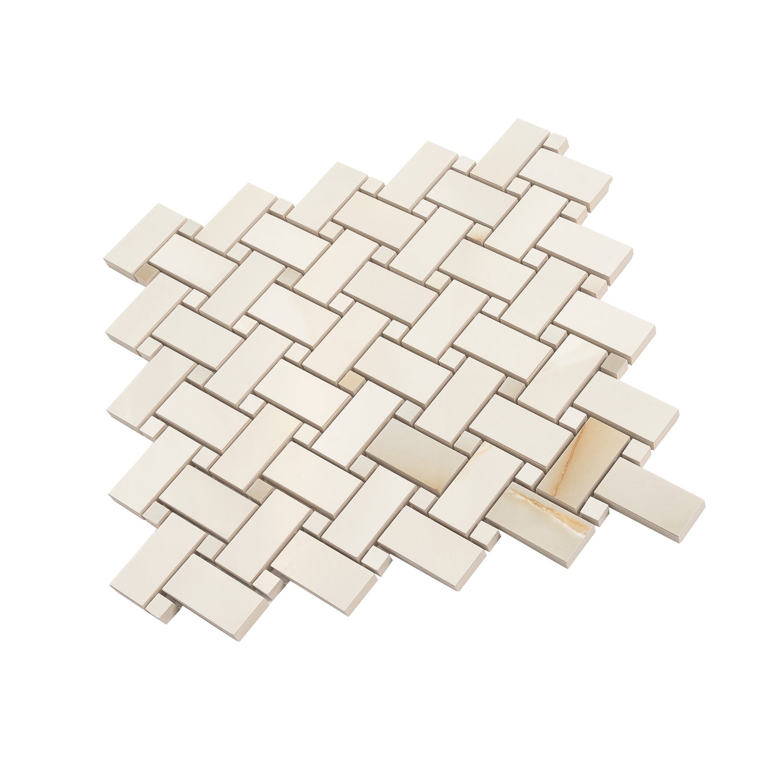 Splendor 12x12 Perla Porcelain Mosaic Onyx Basketweave Wall and Floor Tile (5 Pack, 4.84 sq ft/case) - Sample