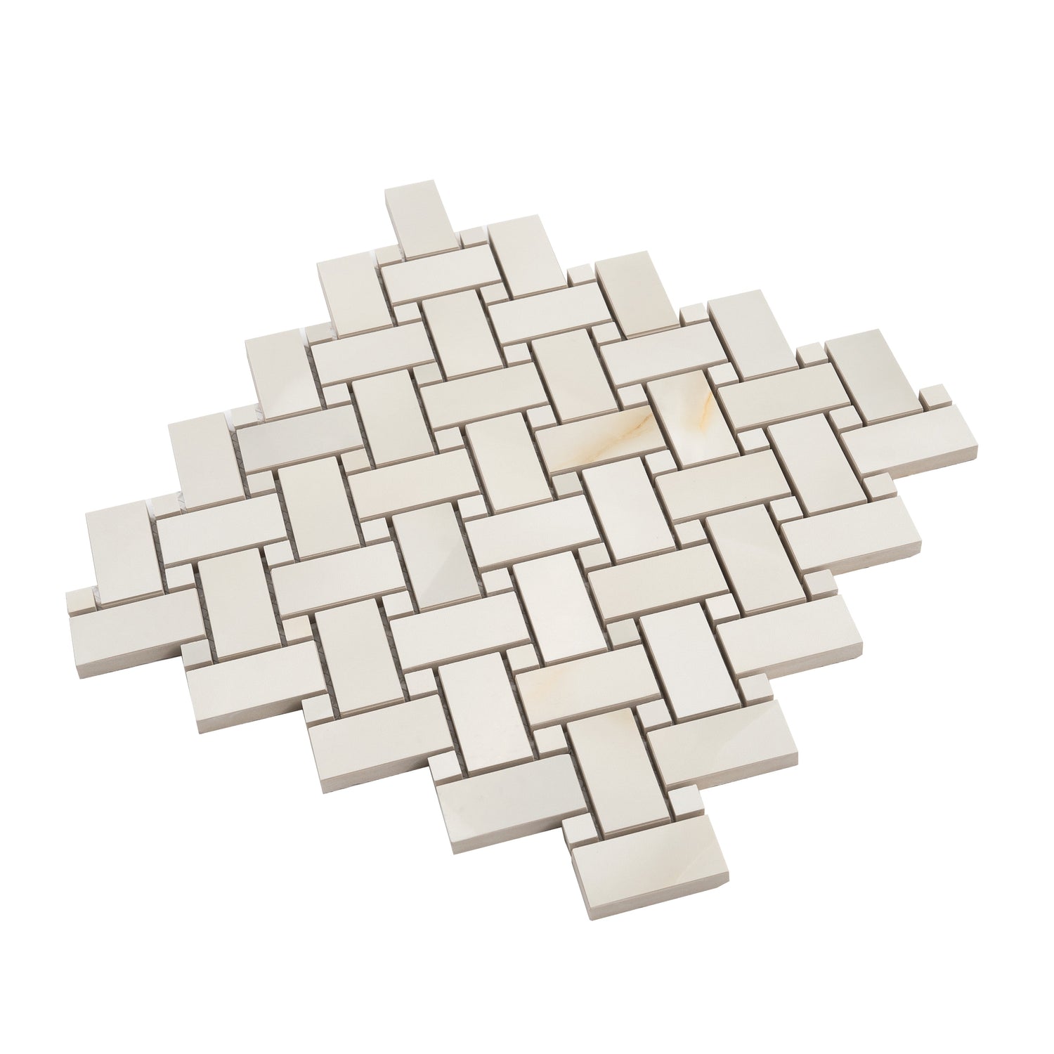 Splendor 12x12 Perla Porcelain Mosaic Onyx Basketweave Wall and Floor Tile (5 Pack, 4.84 sq ft/case) - Sample