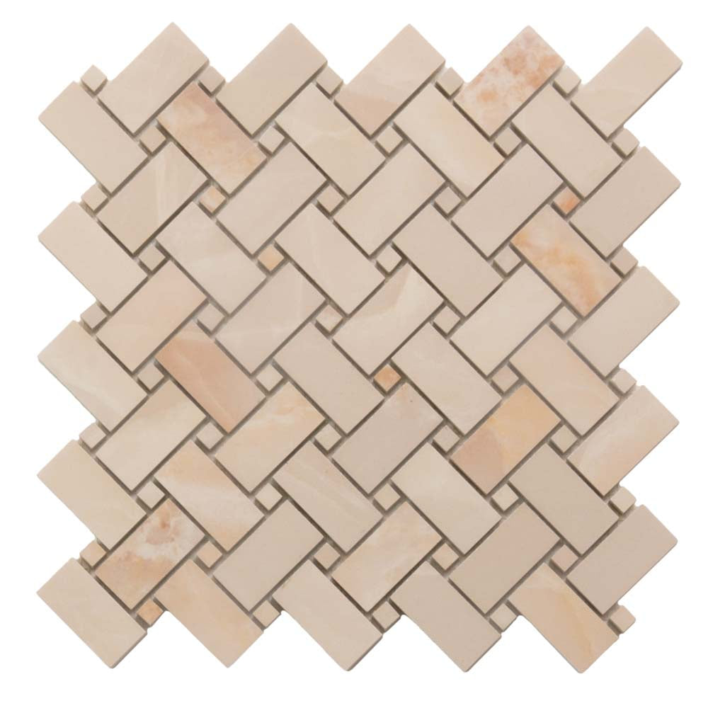 Crepe Pink 12x12 Matte Basketweave Porcelain Mosaic Tile (5 pack, 4.84 sq ft/case) - Sample