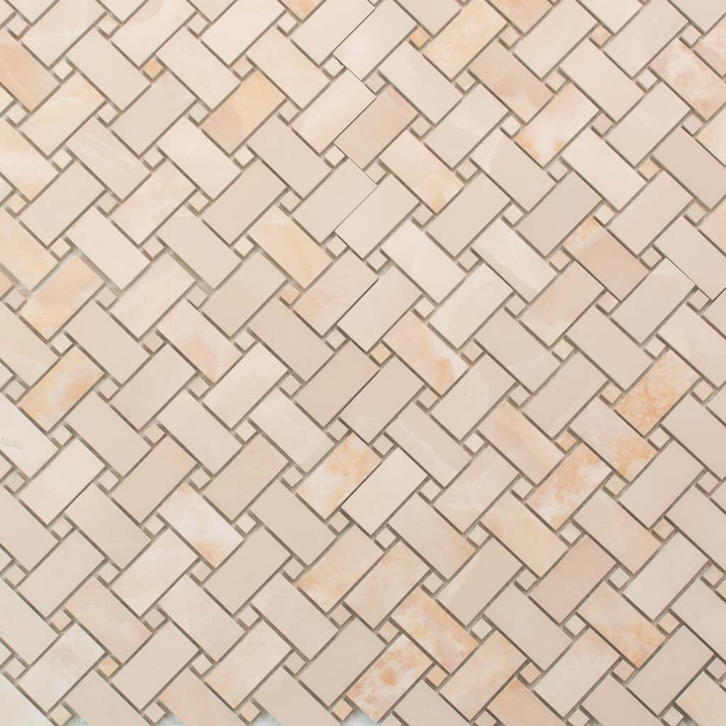 Crepe Pink 12x12 Matte Basketweave Porcelain Mosaic Tile (5 pack, 4.84 sq ft/case) - Sample