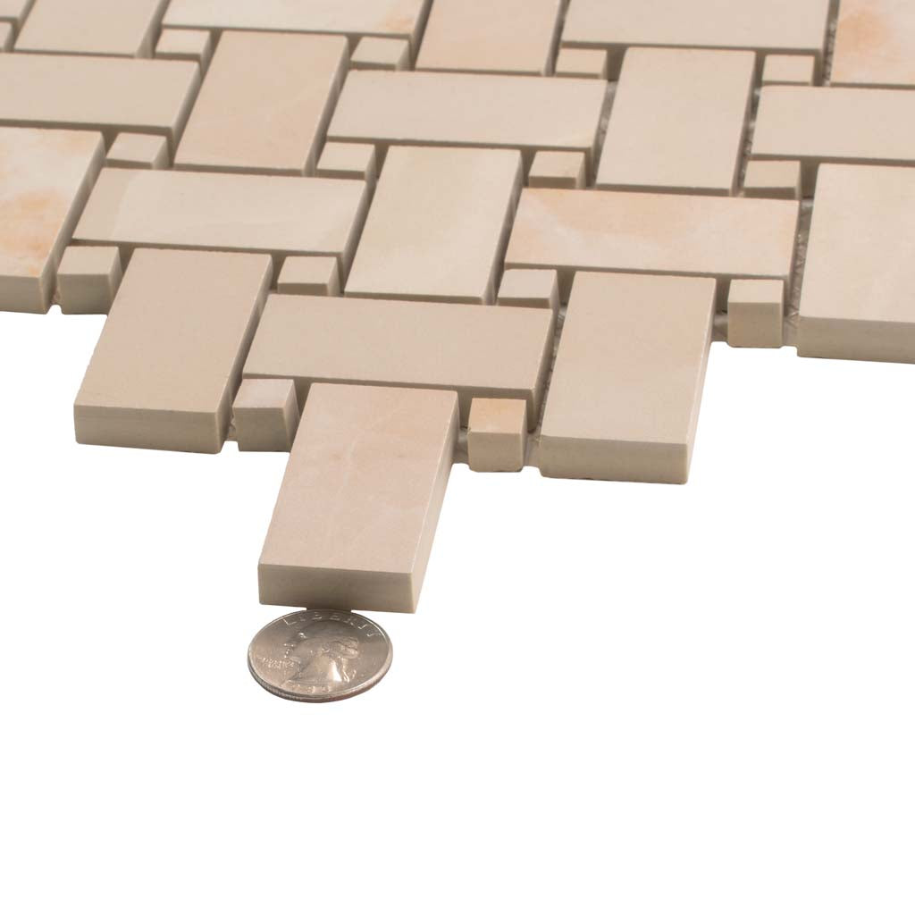 Crepe Pink 12x12 Matte Basketweave Porcelain Mosaic Tile (5 pack, 4.84 sq ft/case) - Sample