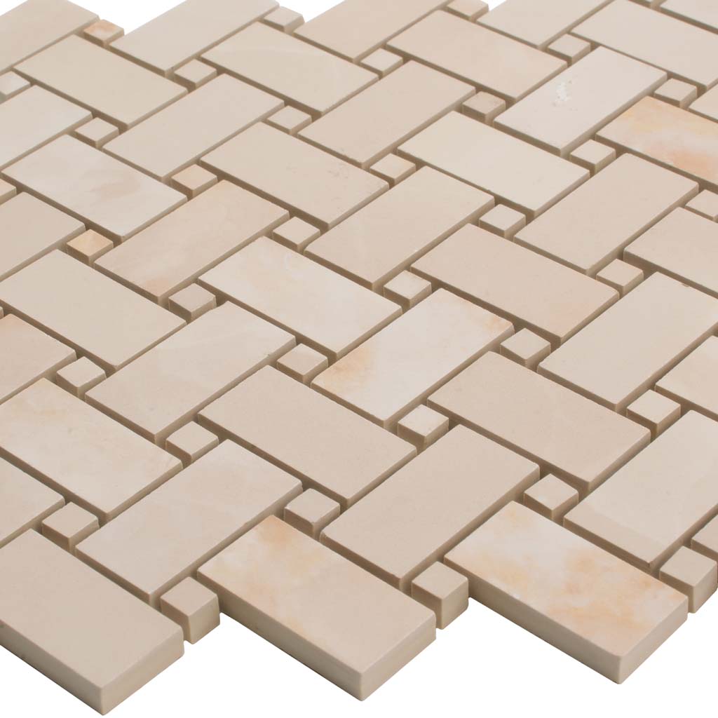 Crepe Pink 12x12 Matte Basketweave Porcelain Mosaic Tile (5 pack, 4.84 sq ft/case) - Sample