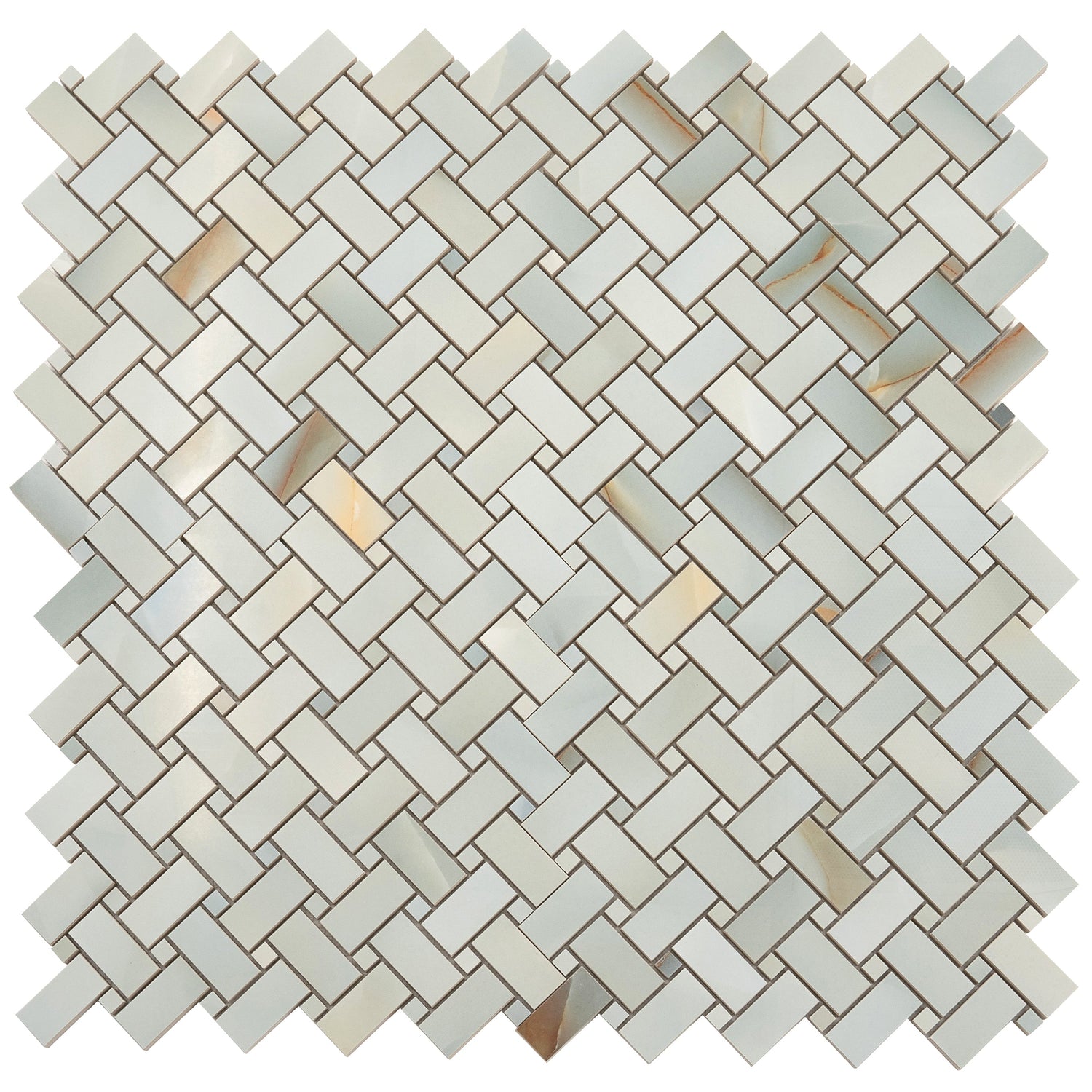 Splendor 12x12 Turchese Porcelain Mosaic Onyx Basketweave Wall and Floor Tile (5 Pack, 4.84 sq ft/case) - Sample