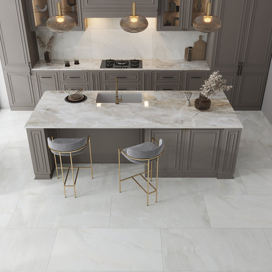 Alabaster White 24x48 Lappato Porcelain Large Format Tile (2 pack, 15.5 sq ft/case) - Sample