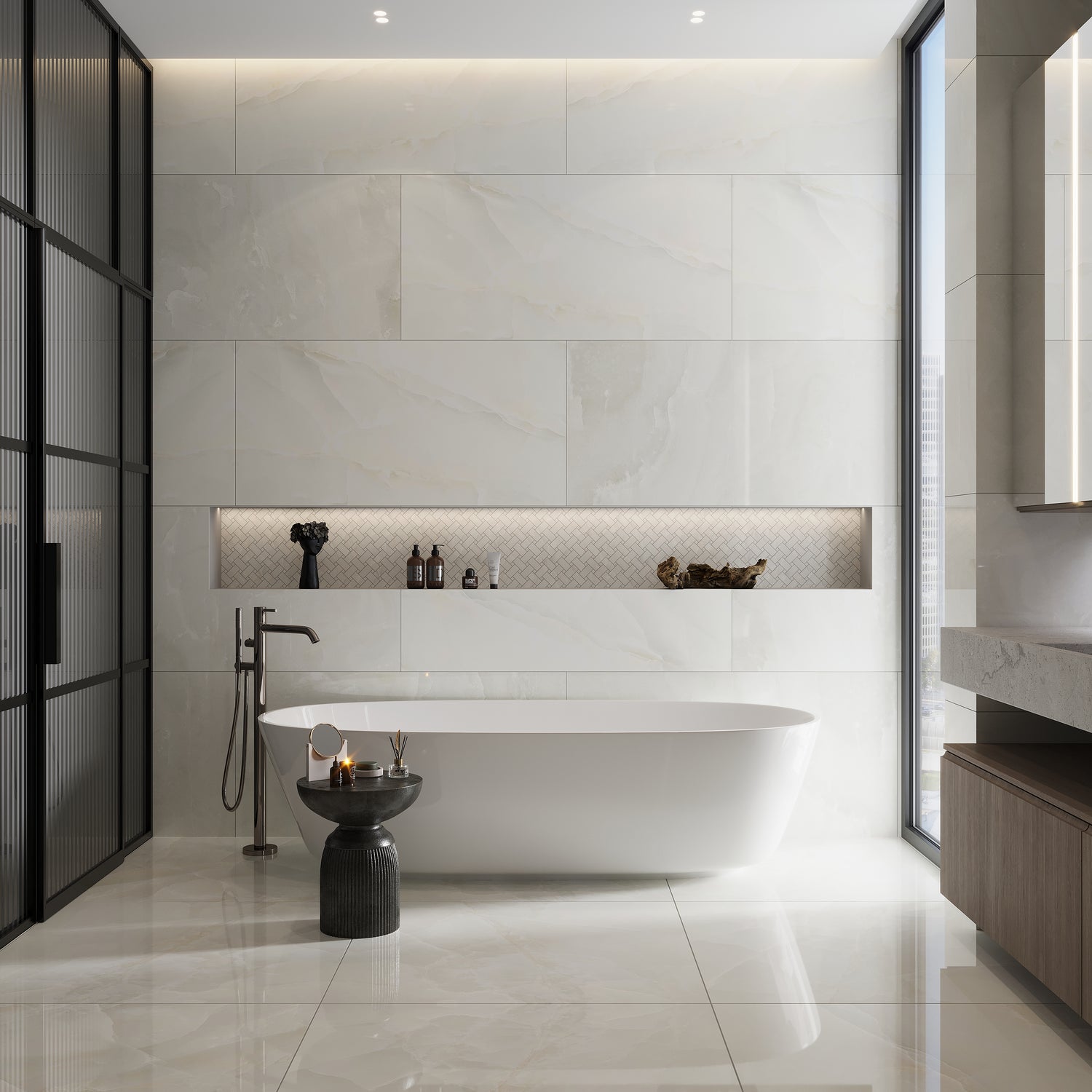 Alabaster White 24x48 Lappato Porcelain Large Format Tile (2 pack, 15.5 sq ft/case)