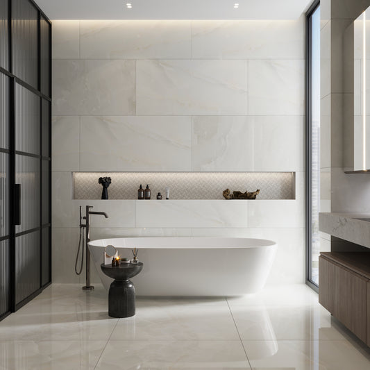 Alabaster White 24x48 Lappato Porcelain Large Format Tile (2 pack, 15.5 sq ft/case)