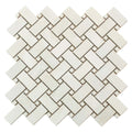 Sample - Alabaster White 12x12 Matte Basketweave Porcelain Mosaic Tile (5 pack, 4.84 sq ft/case)