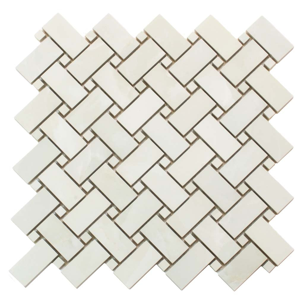 Alabaster White 12x12 Matte Basketweave Porcelain Mosaic Tile (5 pack, 4.84 sq ft/case) - Sample
