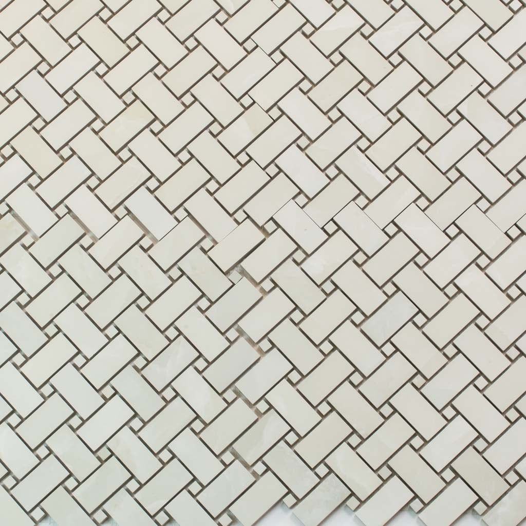Alabaster White 12x12 Matte Basketweave Porcelain Mosaic Tile (5 pack, 4.84 sq ft/case) - Sample