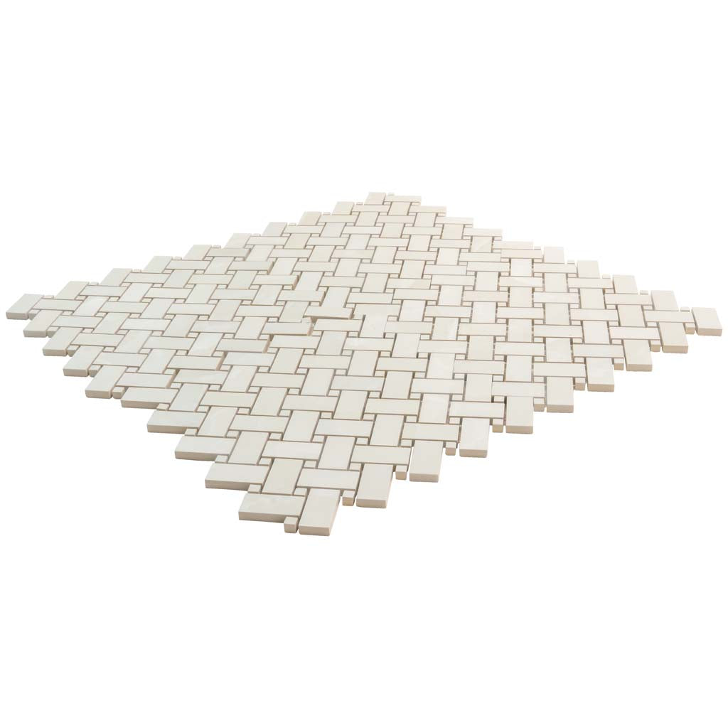 Alabaster White 12x12 Matte Basketweave Porcelain Mosaic Tile (5 pack, 4.84 sq ft/case) - Sample