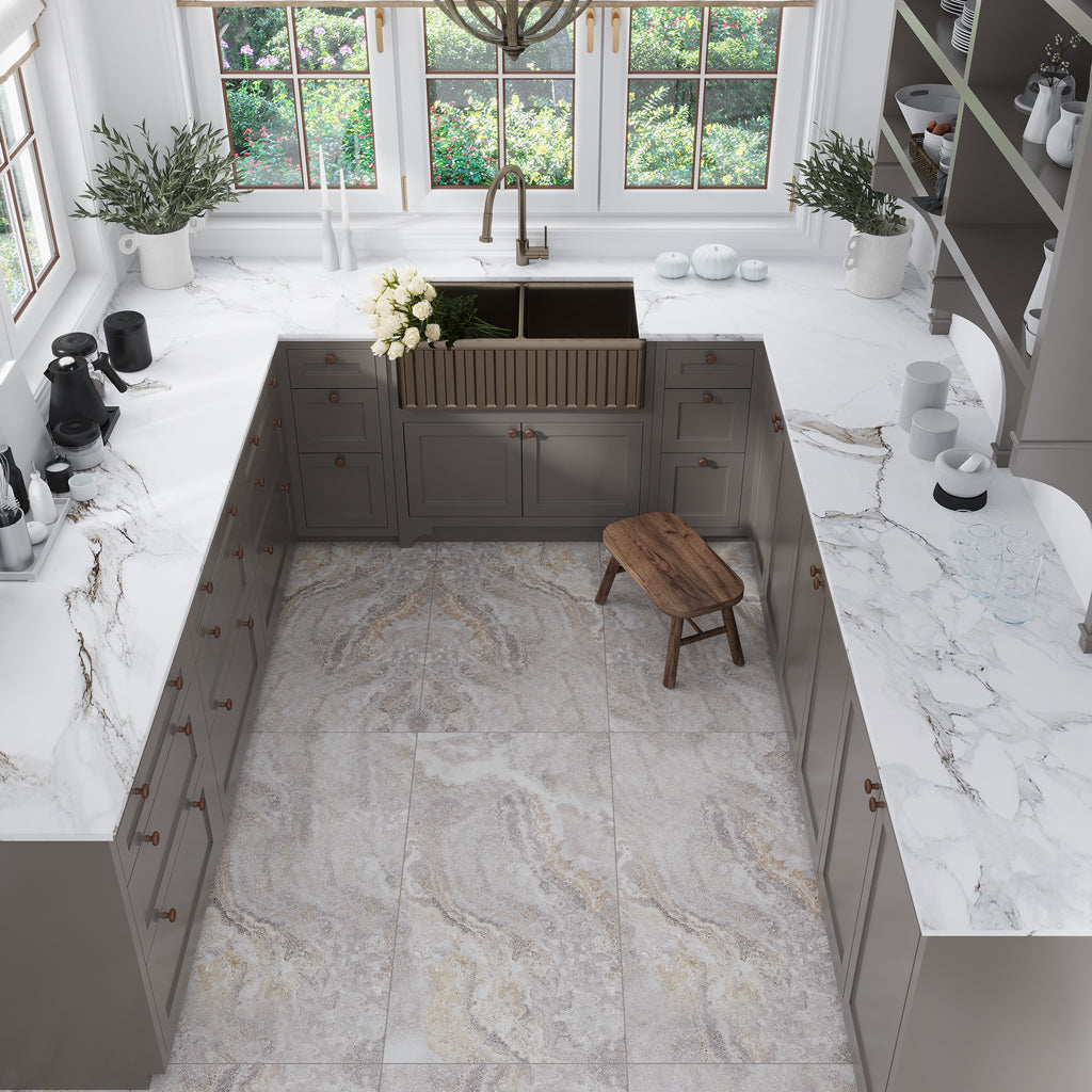 Light Taupe Beige 24x48 Polished Porcelain Large Format Tile (2 pack, 15.55 sq ft/case) - Sample