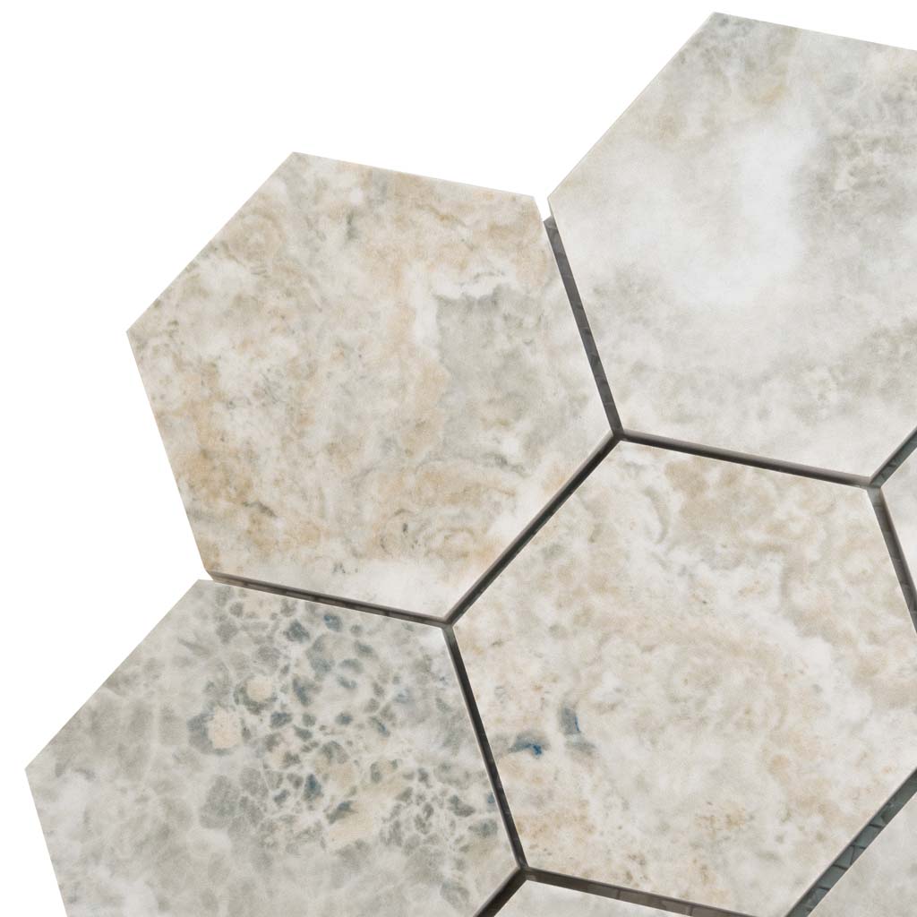 Light Taupe Beige 9x13 Polished Hexagon Porcelain Mosaic Tile (9 pack, 7.09 sq ft/case) - Sample