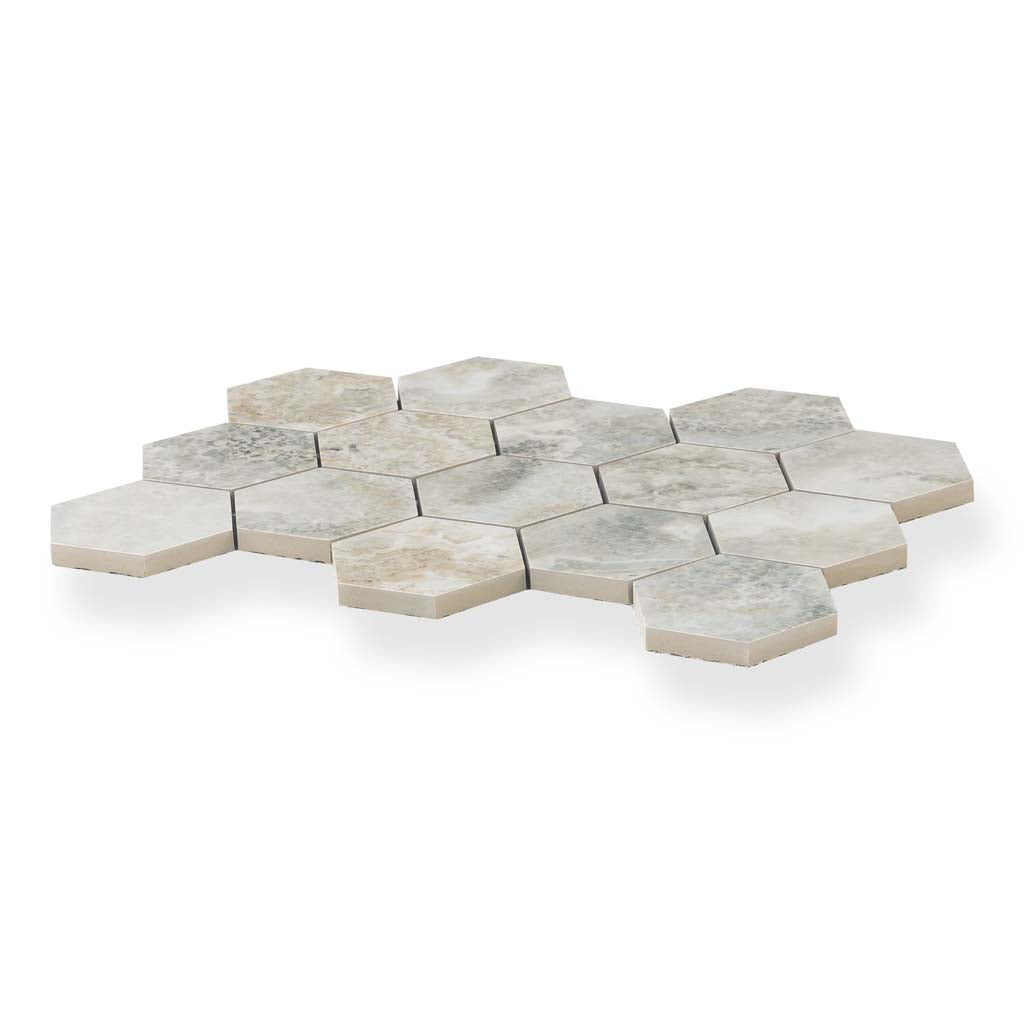 Light Taupe Beige 9x13 Polished Hexagon Porcelain Mosaic Tile (9 pack, 7.09 sq ft/case) - Sample