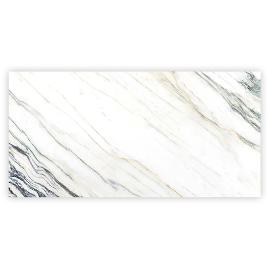 Sample-Ivory white with Green Vein 24x48 Polished Porcelain Large Format Tile (2 pack, 15.5 sq ft/case)
