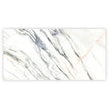 Ivory white polished porcelain tile with green and charcoal veins in 24x48 large rectangular format