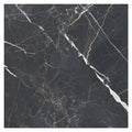 Charcoal black 48x48 matte square porcelain tile with white and gold natural vein pattern