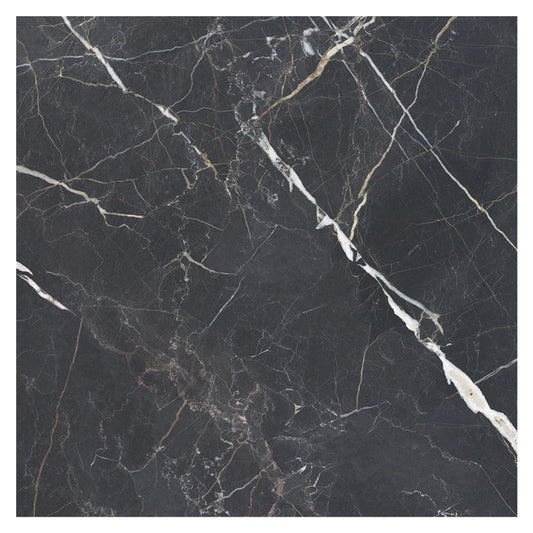 Charcoal Black 48x48 Matte Sqaure Marble Look Vein Porcelain Large Tile (1 pack, 15.5 sq ft/case)