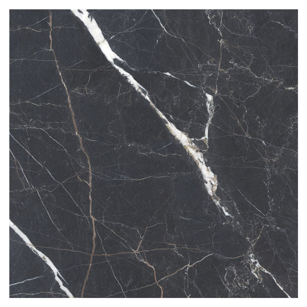 Splendor 48x48 Charcoal Black Porcelain Large Format Sqaure Veining Wall and Floor Tile (1 Pack, 15.5 sq ft/case)
