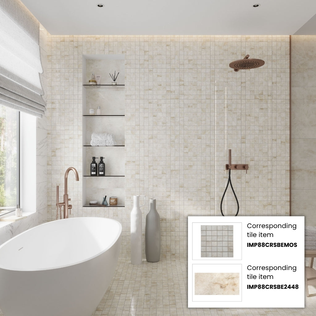 Light Cream Beige 24x48 Lappato Porcelain Large Format Tile (2 pack, 15.5 sq ft/case)