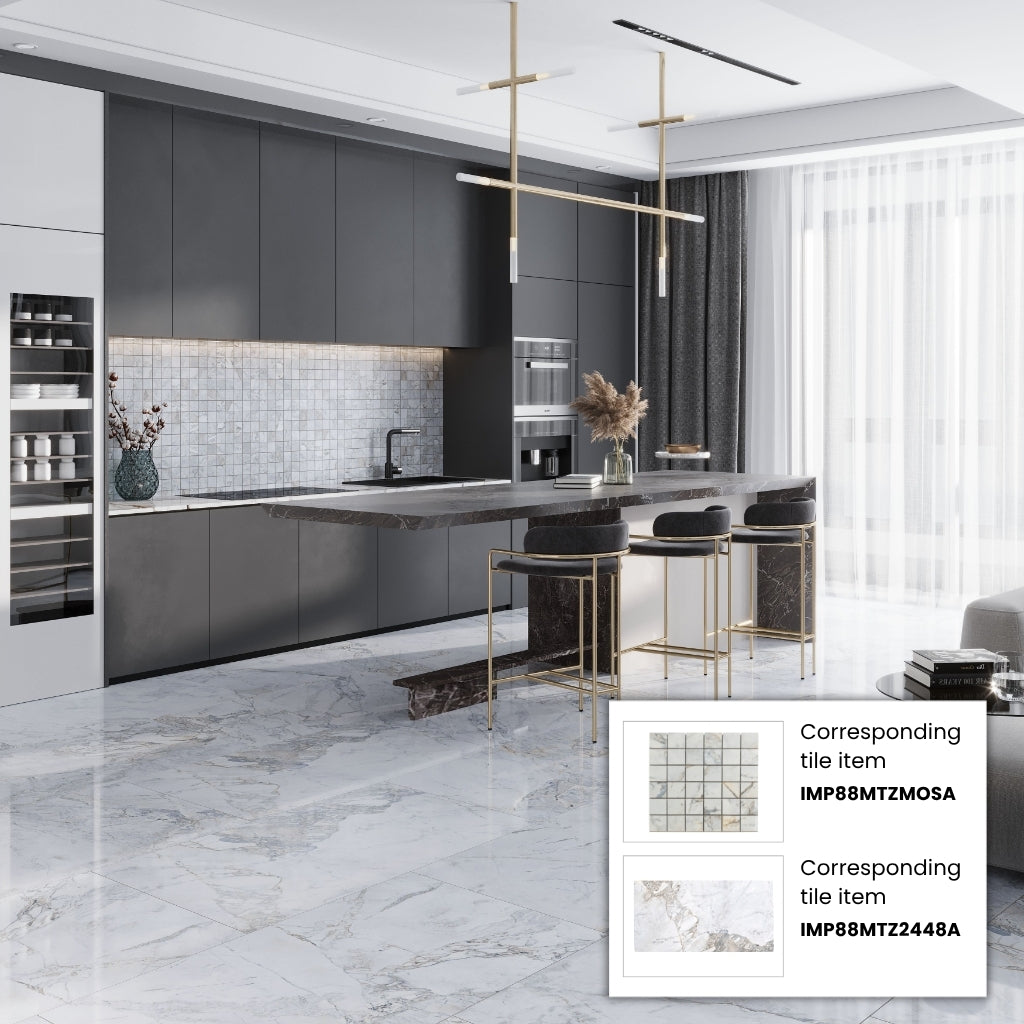 Pale Gray 12x12 Polished Square Porcelain Mosaic Tile (11 pack, 10.65 sq ft/case)