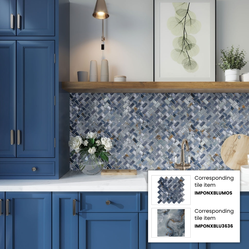 Blue 36x36 Lappato Square Porcelain Tile for Modern Floors