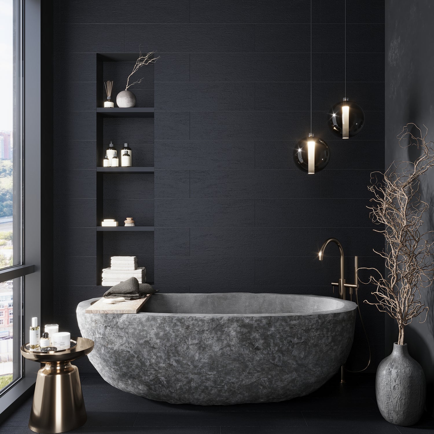 Black 12x36 Matte Ceramic Large Format Tile (4 pack, 11.62 sq ft/case)