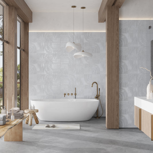 Off-White 12x36 Matte Trowel Plaster-Style Ceramic Large Tile (4 pack, 5.82 sq ft/case)