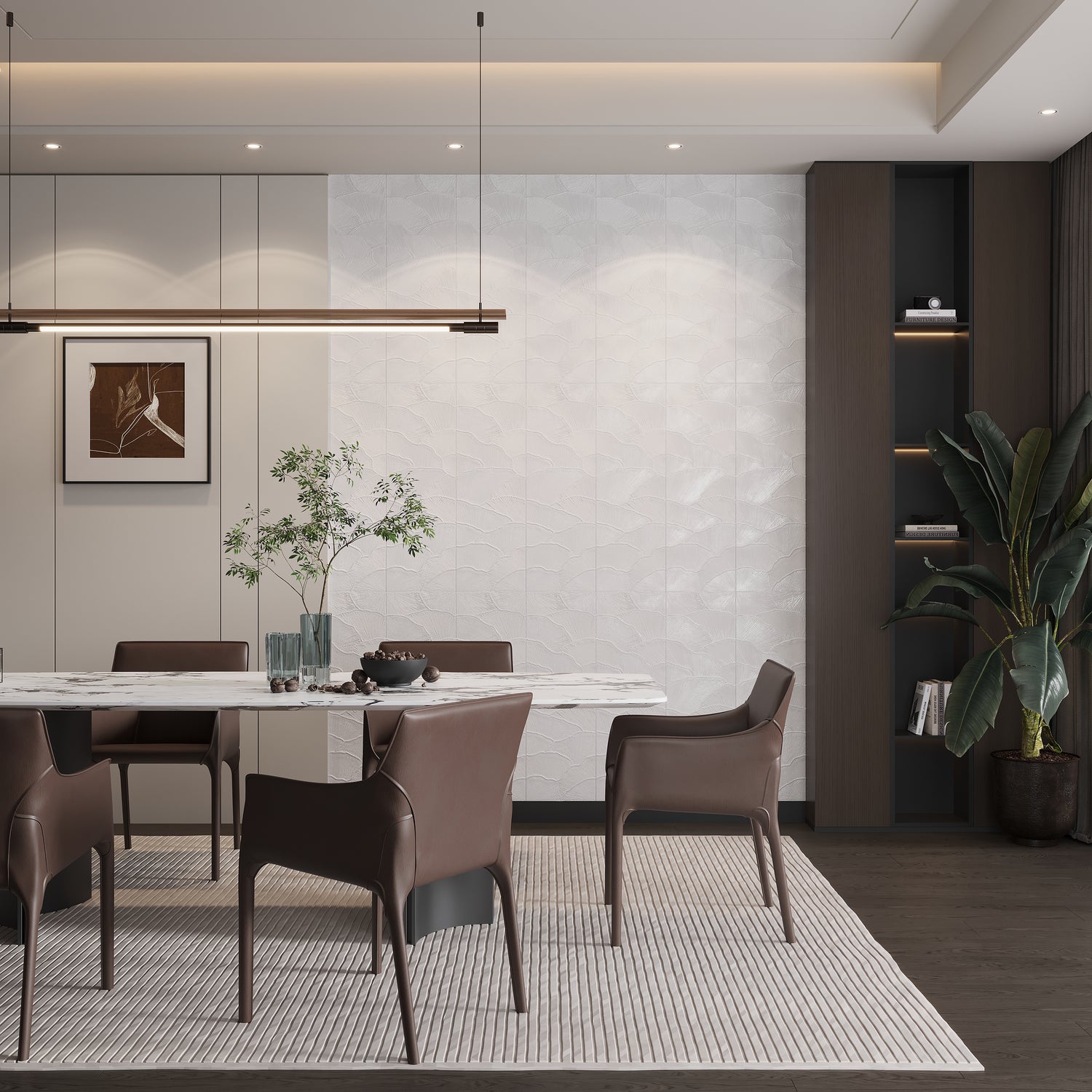 Off-White 12x36 Matte Ginkgo leaf Ceramic Large Tile (4 pack, 11.63 sq ft/case)