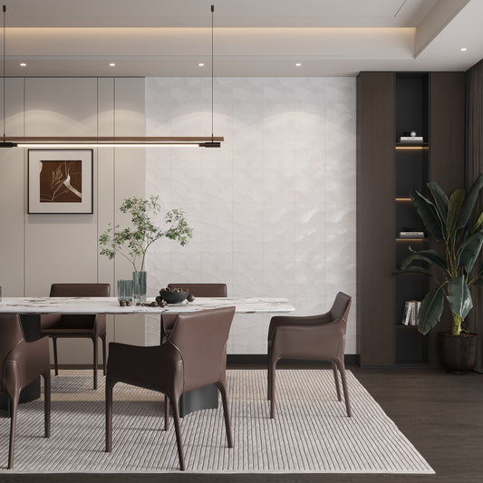 Off-White 12x36 Matte Ginkgo leaf Ceramic Large Tile (4 pack, 11.63 sq ft/case)