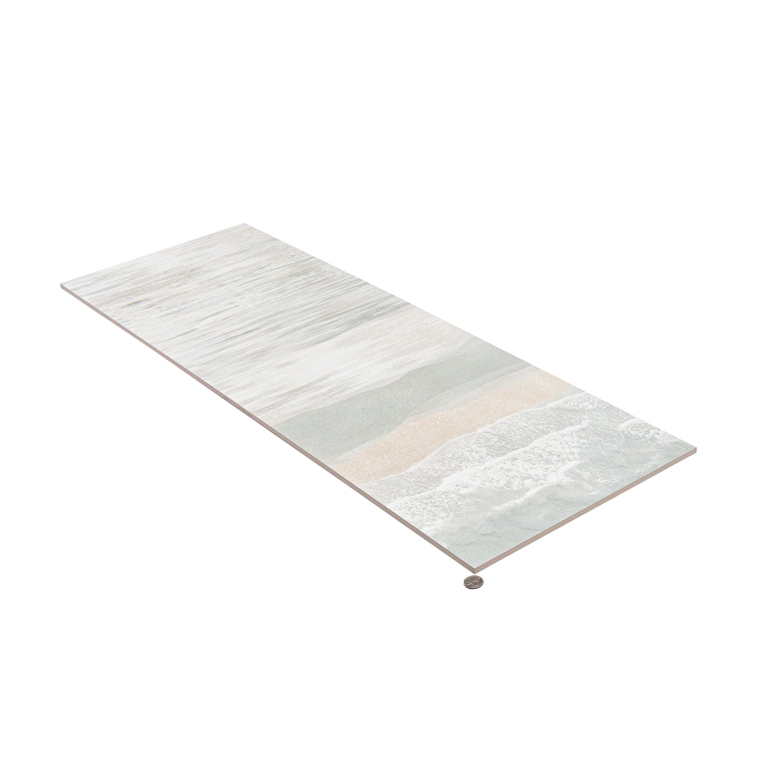Sample - Misty Blue, Ivory Cream 16x48 Matte Ceramic Large Tile (15.5 sq ft/case, 3-Pack)